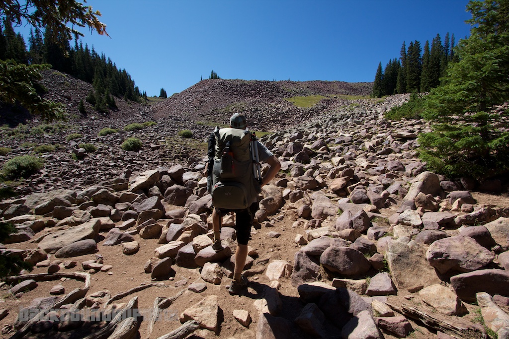 Hiker standing on rocks