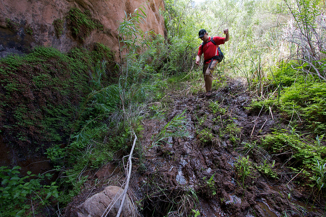 Taylor in the waterfall bypass