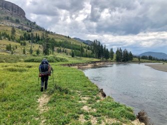 Hiking along the Yellowstone River with Hawks Rest in Background.jpg